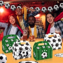 12 Packs Soccer Party Favor Boxes Soccer Party Decoration Supplies Soccer Pattern Design Paper Goodie Gift Box for Kids Birth...