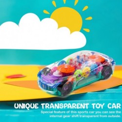 Transparent Toy Car for Toddlers – See Through Electric Car Mechanical Battery Operated Race Car Toy with Visible Colored Mov...