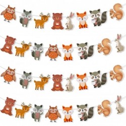 4 Pcs Woodland Animals Banner Forest Animal Bunting Banner Wild Creature Kids Birthday Party Supplies for Baby Shower Decorat...