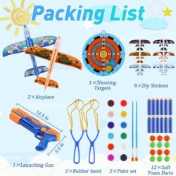 Airplane Launcher Toys 2 Pack Foam Plane Toys Include 6 Set of DIY Stickers Outdoor Flying Toys Birthday Gifts for Boys Girls...