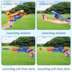 Airplane Launcher Toys 2 Pack Foam Plane Toys Include 6 Set of DIY Stickers Outdoor Flying Toys Birthday Gifts for Boys Girls...