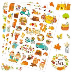 Fall Stickers 640 Counts Hello Autumn Season Pumpkin Scarecrow Maple Sunflower Shape Adhesive Sticker for Water Bottles Art T...