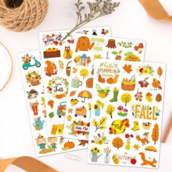 Fall Stickers 640 Counts Hello Autumn Season Pumpkin Scarecrow Maple Sunflower Shape Adhesive Sticker for Water Bottles Art T...