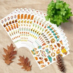 Fall Stickers 640 Counts Hello Autumn Season Pumpkin Scarecrow Maple Sunflower Shape Adhesive Sticker for Water Bottles Art T...