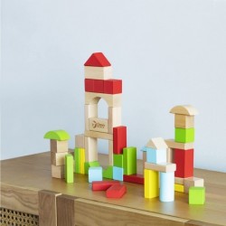 Solid Wood Blocks for Toddlers Wooden Building Blocks Set Baby Kids Stacking Teawood 50 PCS Wooden Toys $26.97 Toy Stacking B...