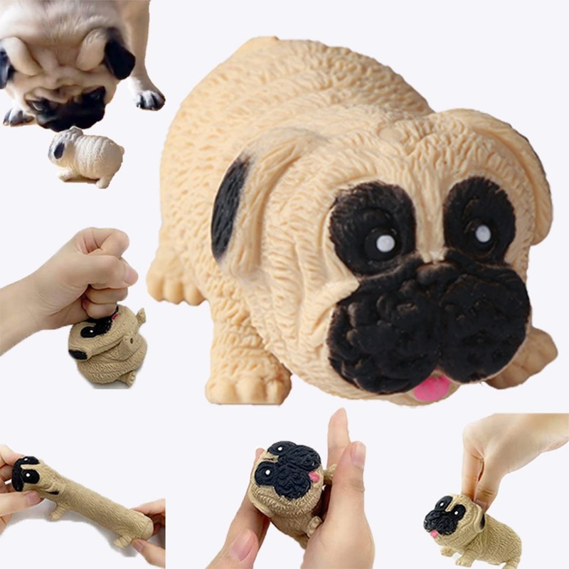 Squishies Sensory Fidget Toy Stress Relief Pug Toy for Adults and Kids Tear-Resistant Non-Toxic Squeeze and Stretch for Anxie...