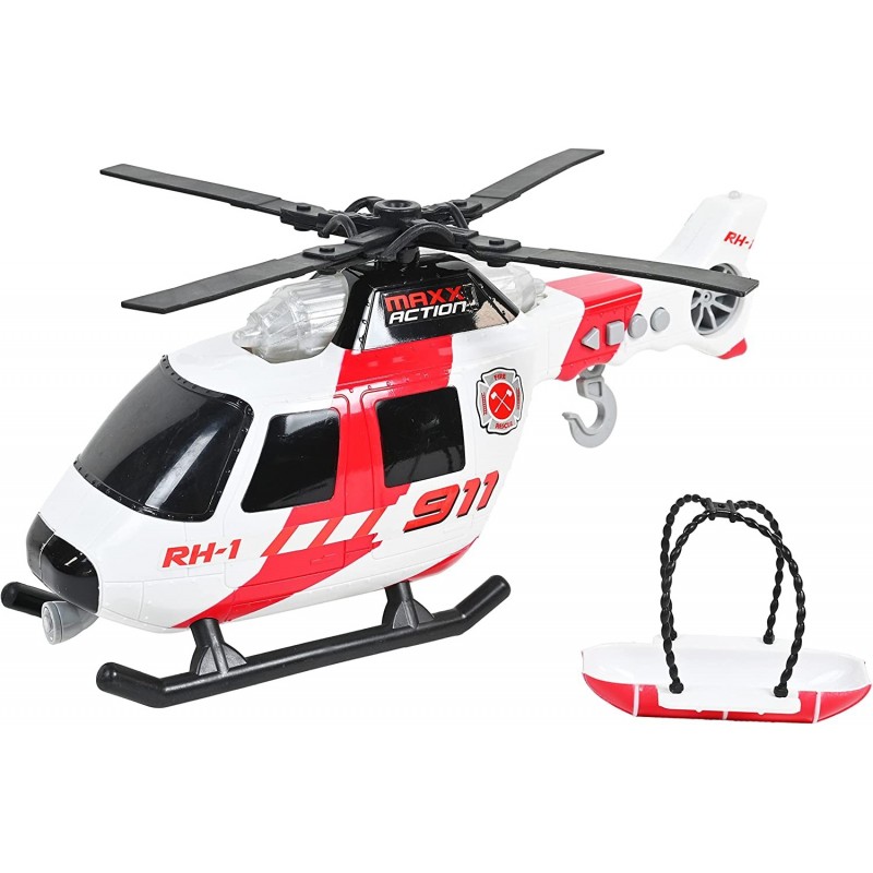 Maxx Action Large Helicopter - Lights and Sounds Vehicle with Motorized Turbine and Spinning Rotors - Sunny Days Entertainmen...