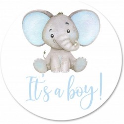 Blue Elephant It’s A Boy Stickers 40 2 Inch Watercolor Elephant Baby Shower Party Favor Labels $19.23 Kids' Stickers