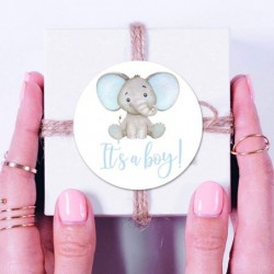 Blue Elephant It’s A Boy Stickers 40 2 Inch Watercolor Elephant Baby Shower Party Favor Labels $19.23 Kids' Stickers