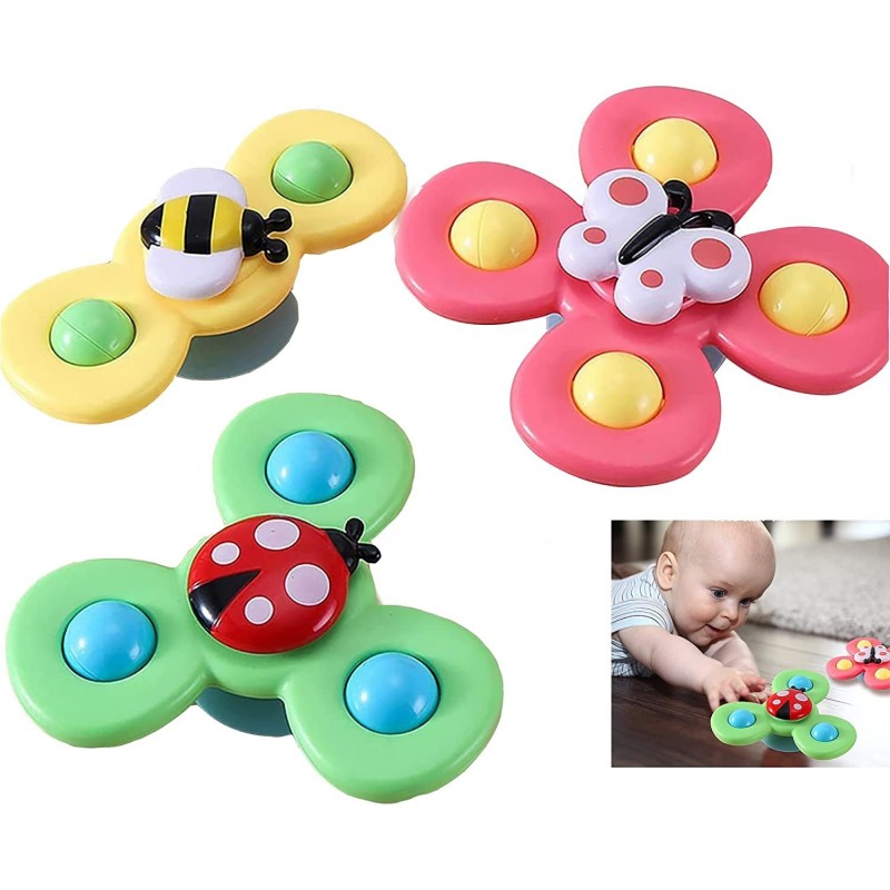 3PCS Suction Cup Spinner Toy Cartoon Animal Rotating Suction Cups Suction Cup Spinning Toys Baby Bath Spinner Toy with Rotati...