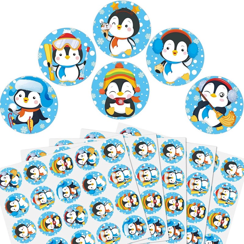 600 Pieces Penguin Stickers Winter Penguin Stickers Sheets Penguin Classroom Stickers Decals Seals Cards for Kids Birthday Pa...