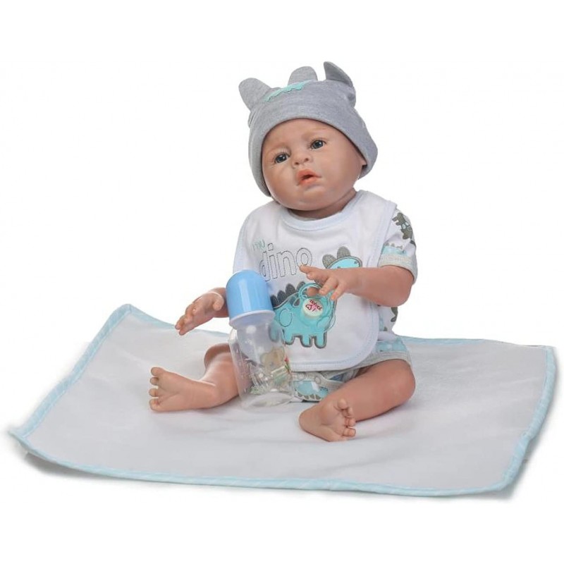 50CM Lifelike Silicone Vinyl Full Body Newborn Boy with Magnetic Pacifier Look Realistic 20 inches Reborn Baby Doll Anatomica...