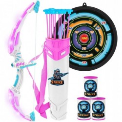 Kids Bow and Arrow Archery Toy Set with Flashing LED Lights for Kids Light Up Archery Play Set with Luminous Bow 9 Suction Cu...