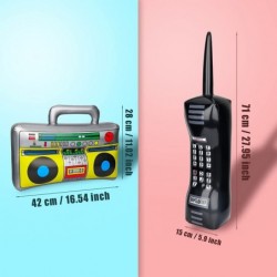 2pcs 80s 90s Party Decorations Vintage Brow up Inflatable Radio Boombox Pinata & Inflatable Mobile Phone 90s Props Favors for...