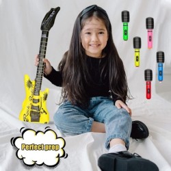 11Pcs Inflatable Rock Star Band Set Waterproof PVC Music Instruments Party Props Blow Up Guitar Microphones Saxophone for Kid...