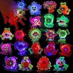 Halloween Kids LED Light Up Rings Spiral Twister Toys with Pumpkin Bat Spider Ghost Design LED Glow Party Light Up Toys for H...