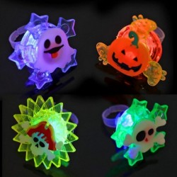 Halloween Kids LED Light Up Rings Spiral Twister Toys with Pumpkin Bat Spider Ghost Design LED Glow Party Light Up Toys for H...