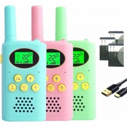 Rechargeable Walkie Talkies for Kids 22 Channels 2 Way Radio Toy with Lithium Battery Backlit LCD Flashlight 3 KM Long Range ...