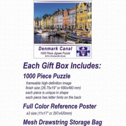 Jigsaw Puzzle for Adults 1000 Pieces - Denmark Canal - Large 27x19 inch - Tight Fitting Unique Pieces - 6 Zone Area Mapping o...