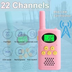 Rechargeable Walkie Talkies for Kids 22 Channels 2 Way Radio Toy with Lithium Battery Backlit LCD Flashlight 3 KM Long Range ...