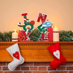 4 Pieces Christmas Decorations for Table Vertical Wooden Table Decorations Signs with Unique Designs Joy Home Xmas Noel Holid...