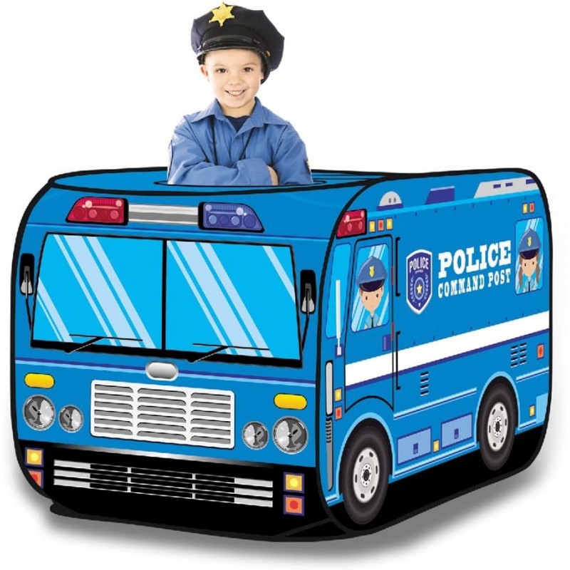 Police Truck Kids Pop Up Play Tent - Foldable Indoor and Outdoor Playhouse for Toddlers Boys and Girls $47.49 Kids' Play Tent...