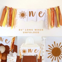 First Trip Around the Sun Birthday Decorations – Boho You are My Sunshine Birthday Party for Girl Boy - Felt & Ribbon 1st Bir...