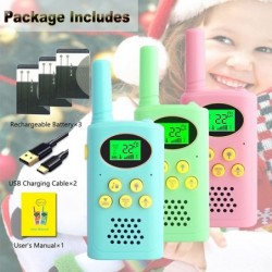 Rechargeable Walkie Talkies for Kids 22 Channels 2 Way Radio Toy with Lithium Battery Backlit LCD Flashlight 3 KM Long Range ...