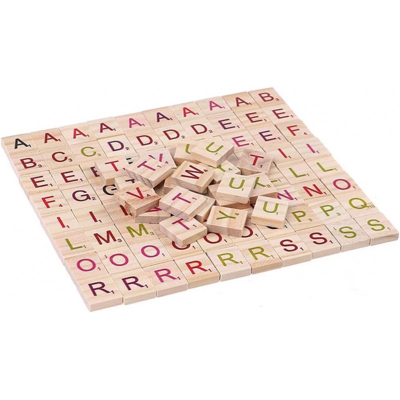 200Pcs Wood Scrabble Tiles Letters Alphabet Colour Numbers Digital Puzzle Wooden Toys for Kid Favors $17.26 Domino & Tile Games