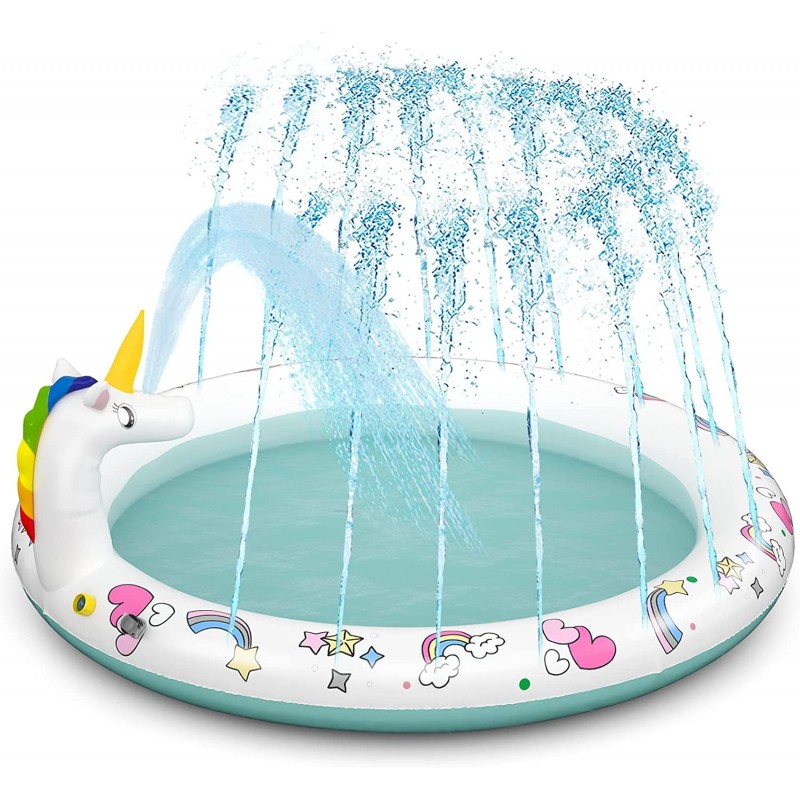 Kids Inflatable Sprinkler Pool 68 Inch Upgraded 3 in 1 Splash Pad Durable & Funny Summer Toy for Indoor Outdoor Use Unicorn P...