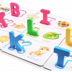 Toddler Alphabet Wooden Jigsaw Puzzle Flash Cards | Interactive Wipe Clean Learn to Write Dry Erase ABC Letter Activity Cards...