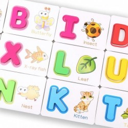 Toddler Alphabet Wooden Jigsaw Puzzle Flash Cards | Interactive Wipe Clean Learn to Write Dry Erase ABC Letter Activity Cards...