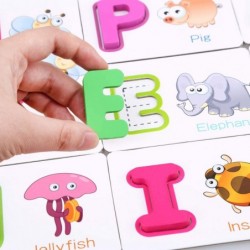 Toddler Alphabet Wooden Jigsaw Puzzle Flash Cards | Interactive Wipe Clean Learn to Write Dry Erase ABC Letter Activity Cards...