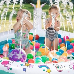 Kids Inflatable Sprinkler Pool 68 Inch Upgraded 3 in 1 Splash Pad Durable & Funny Summer Toy for Indoor Outdoor Use Unicorn P...