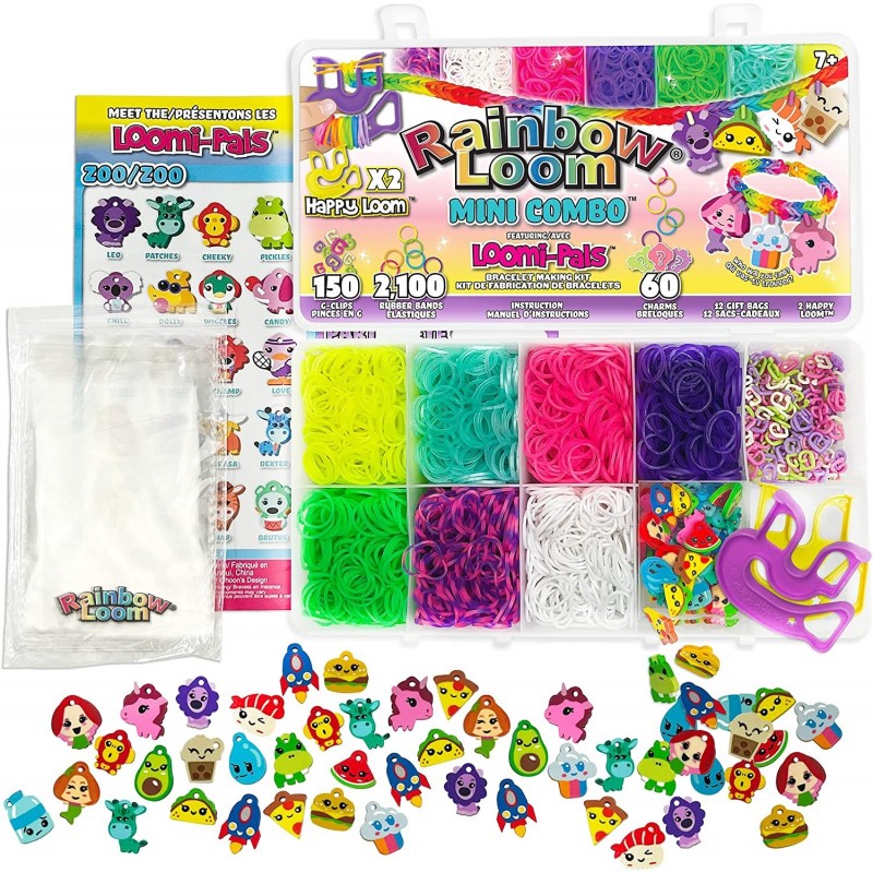 Rainbow Loom® Loomi-Pals™ Mini Combo Set Features 60 CUTE Assorted Loomi-Pals Charms 1 Happy Loom 2100 Colorful Bands all in ...