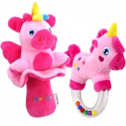 2pcs Soft Baby Rattles Pink Horse & Angel Pig Baby Girl Toy 3 6 9 12 Month Baby Shower $17.42 Baby Rattles & Plush Rings