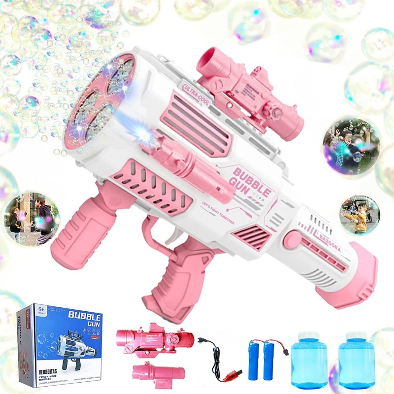 Automatic Gatlin Bubble Gun Rocket Launcher Bubble Machine Gun Thousands of Bubbles Per Minute Suitable for Kids Adults Suita...