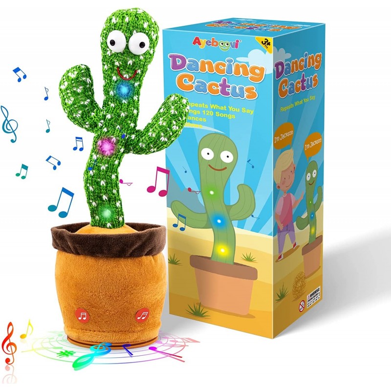 Dancing Cactus Talking Cactus Toy Repeats What You Say Cactus Toys Baby Toys Singing 120 Songs Toddler Toys for Easter Pranks...