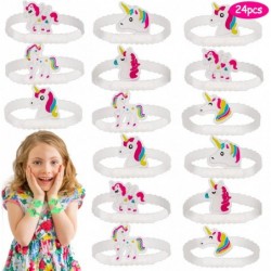 24 PCS Glowing Unicorn Bracelets Valentines Day Gifts Cards for Kids Girls School Classroom Exchange Unicorn Toys Valentines ...