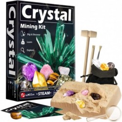 Crystal Mining Kit Educational STEM Science Toys for Kids Gemstone Dig Kit Dig Up 5 Real Crystals Quartz Rock & Mineral Colle...