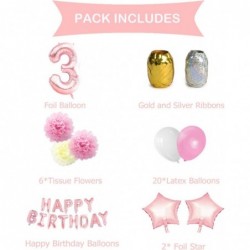 Birthday Decoration Sets - Pink Gold 3rd Happy Birthday Party Decorations Kit for Girls Giant Number 3 Helium Balloons Ribbon...