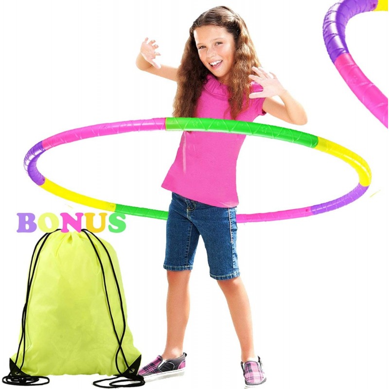 Kids Exercise Hoola Hoop for Girls Boys and Pet Training Detachable Adjustable Size Plastic Colourful Hoola Toy Ideal Fitness...