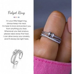 To My Daughter Fidget Anxiety Ring for Women Teens Adjustable Cubic?Zirconia Spinner?Moon?Star?Flower?Bead?Stress?Relieveing?...