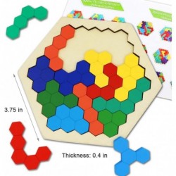 2 Pack Wooden Russian Blocks Puzzle + Hexagon Puzzles for Kids & Adults Wooden Block Puzzle Intelligence Brain Teasers Toy Lo...