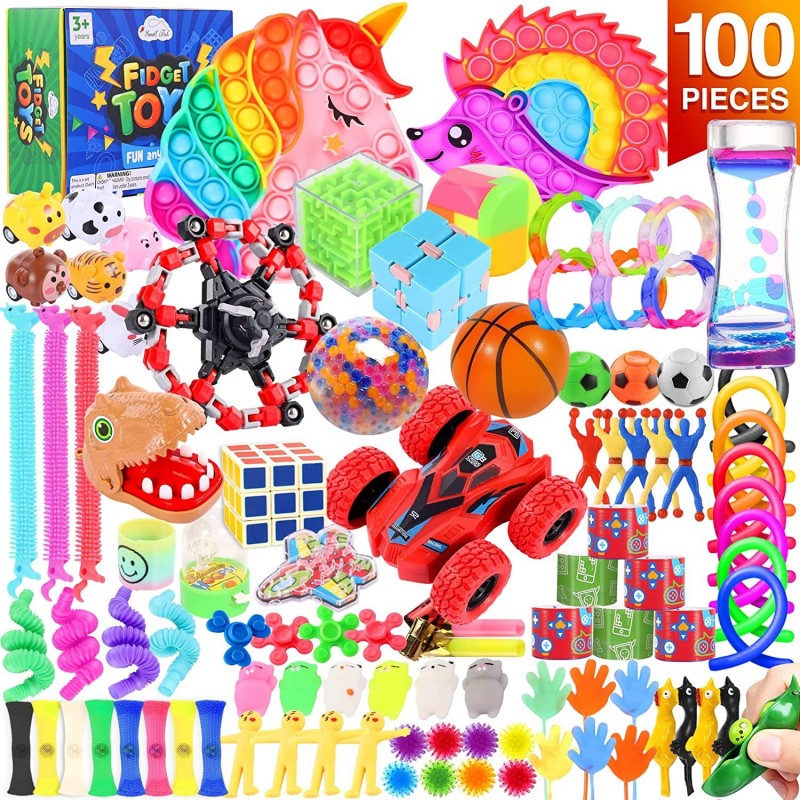 Fidget Toys 100 Pack Big Pack Fidget Toys 100pcs for Kids Best Fidget Sensory Toys Bulk Classroom Prizes Treasure Box Toys Pi...