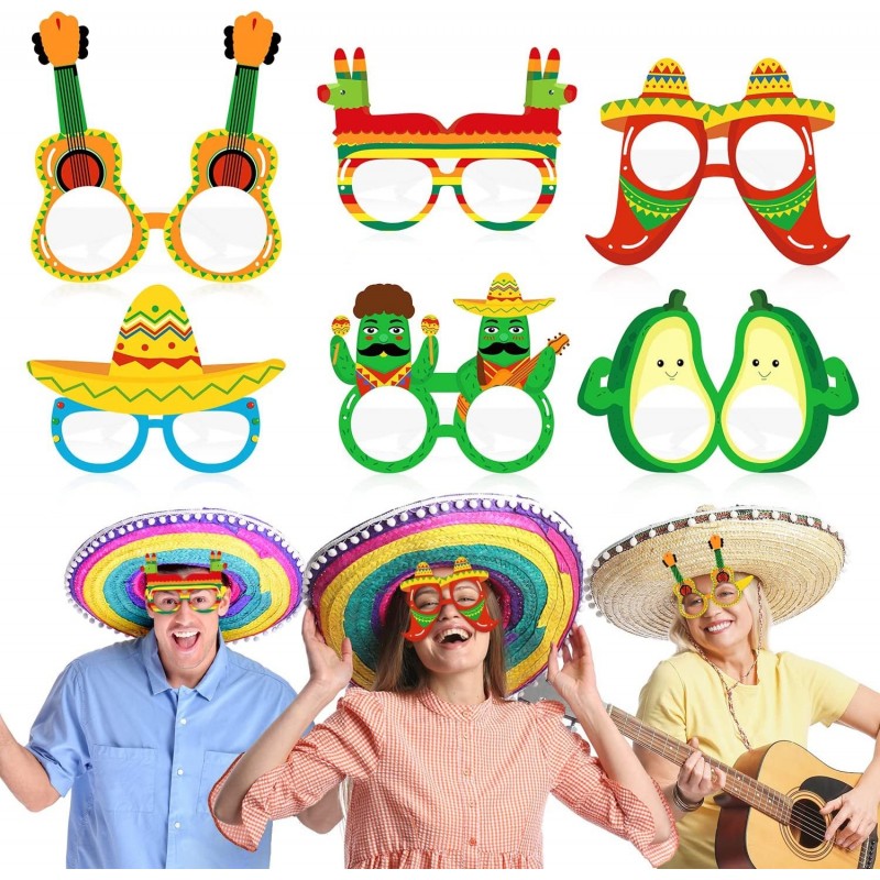 Mexican Party Decorations Paper Eyeglasses Cinco De Mayo Paper Eyewears Mexican Themed Cactus Chili Pepper Pinata Avocado Gui...