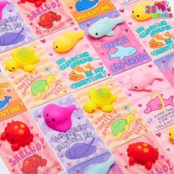 28 Pack Valentines Day Gift Cards with Kawaii Mochi Squishy to Squeeze Sea Animals Mochi Squishies Stress Relief Fidget Toys ...