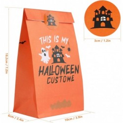 60 Pack Halloween Treat Bags 7.2x3.9x2.4 inches + 72 Pack Stickers 12 Varied Designs Mini Paper Halloween Candy Bags for Hall...