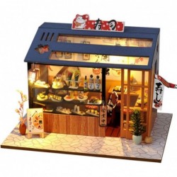 DIY LED Lights Miniature Dollhouse Kit Street Shop Doll House Model Wooden Furniture for Valentine's Day Creative Gifts (Sush...