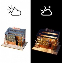 DIY LED Lights Miniature Dollhouse Kit Street Shop Doll House Model Wooden Furniture for Valentine's Day Creative Gifts (Sush...